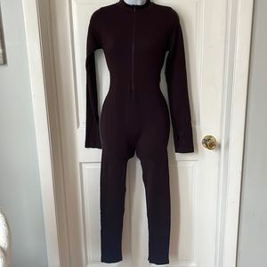 Chocolate zip up body suit
